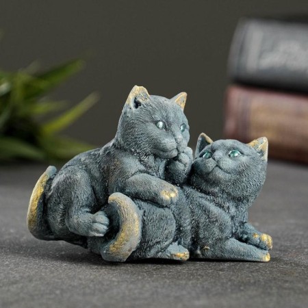 Figure "Cat Friendship" gray-blue 6x8x5cm