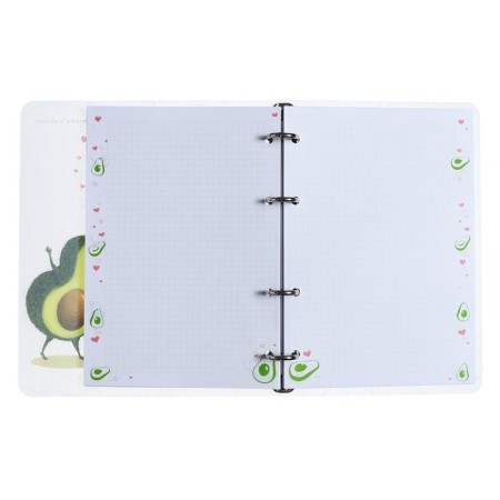 Notebook on rings, 80 sheets in the cell "avocado and donut", plastic cover, foil embossing, shift unit 70 g/m2-3