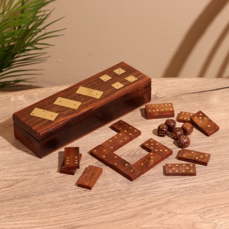 Board game 2V1 (domino + cubes) 25x7.5x5 cm, wooden wood