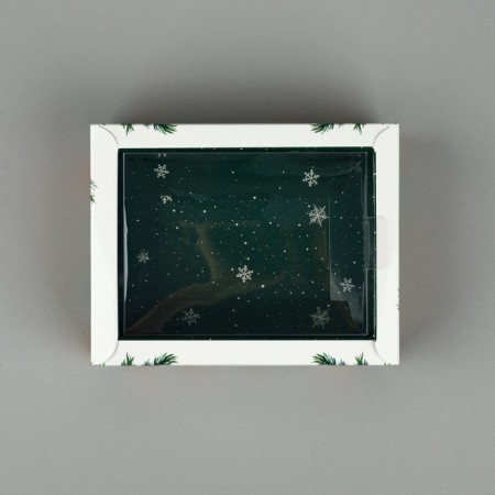 Folding box with a plastic cover of the "Happy New Year", 11.5 x 9 x 4 cm, New Year-2