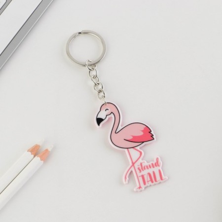 Key keychain "Pink Flamingo", metal-3
