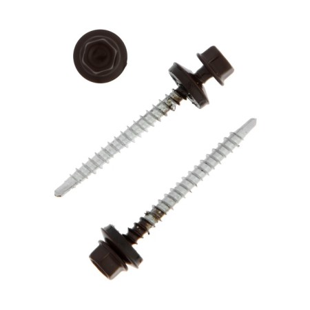 Roofing screws, Haupt 4.8x50 RAL8017 Chocolate 150 pcs