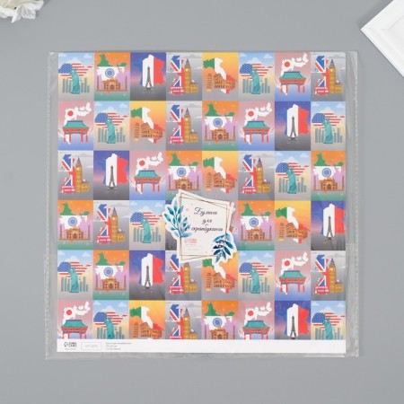 Scrapbooking paper bilateral "travel" density 180 grams set 5 pcs 30.5x32 cm-4