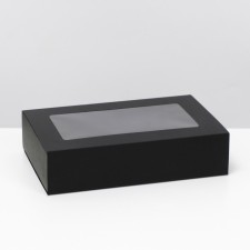 Box fold, pencil case, with a window, black, 25 x 16 x 6 cm
