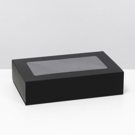Box fold, pencil case, with a window, black, 25 x 16 x 6 cm