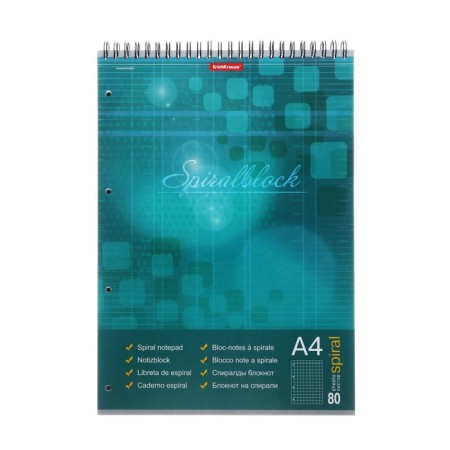 A4, 80 sheets, cell, Erichkrause "Spiralblock" notebook, cardboard cover, firm substrate, outlet, 100%, miceneration, mix-11