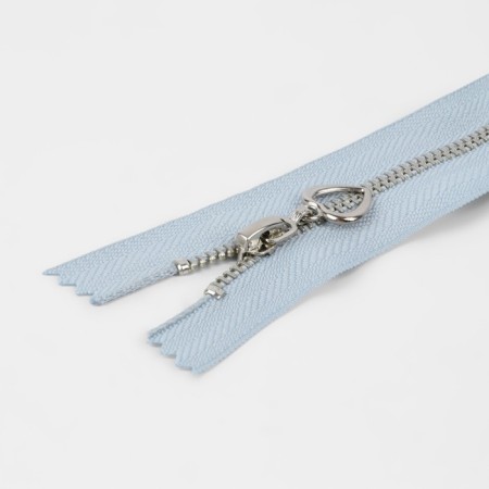 Metal zipper, No. 3, non -proceeding, automatic lock, 15 cm, blue/silver color-1