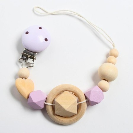 Holder for the nipple - dummy "heart", wooden, purple color-2