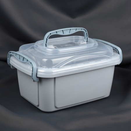 Boxing for storing sewing accessories, with a lid, 28.5 × 19.5 × 15.5 cm, the color is gray/transparent-1