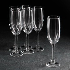 A set of glass glasses for champagne Imperial Plus, 155 ml, 6 pcs