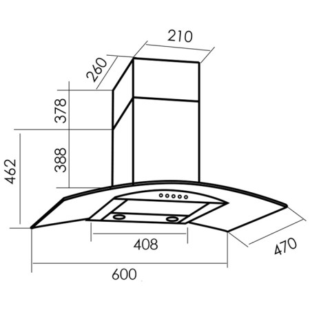 Exposure MBS RUTA 160 Black, fireplace, 600 m3/h, 3 speeds, 60 cm, black-1