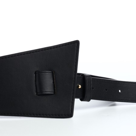 Women's belt, width 9.5 cm, clove buckle, black color-4