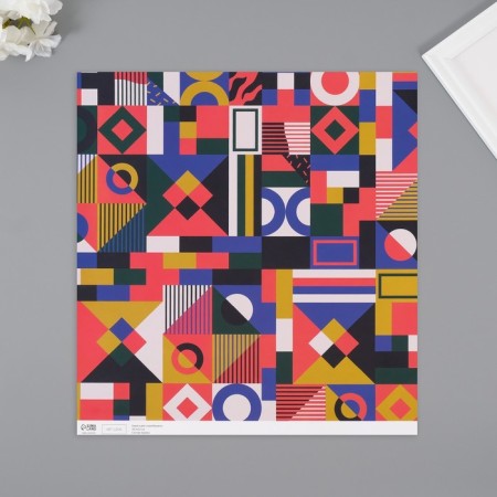Scrapbooking paper bilateral "Color Geometry" density 180 grams set 5 pcs 30.5x32 cm 10718-4