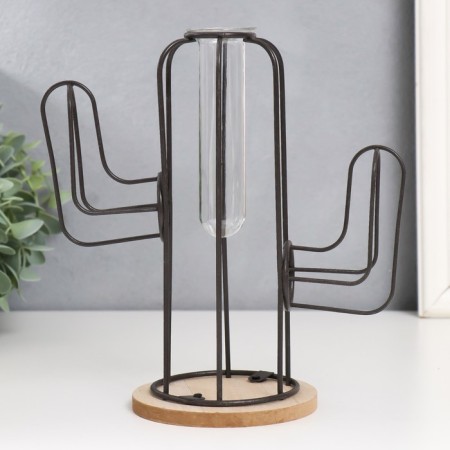 Decor metal, glass, tree "Cactus" on the stand is black 20x12x22.5 cm-3