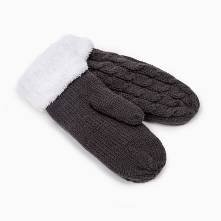 Knitted mittens, gray color, size 24-1