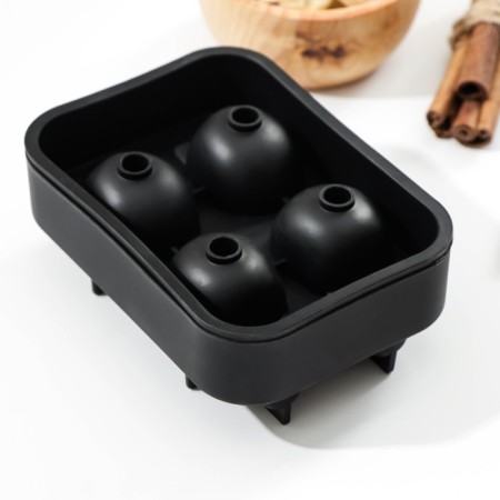 Ice form "Skull", 11 × 8 × 4.5 cm, 4 cells (4.4 × 2.7 cm), black color black-4