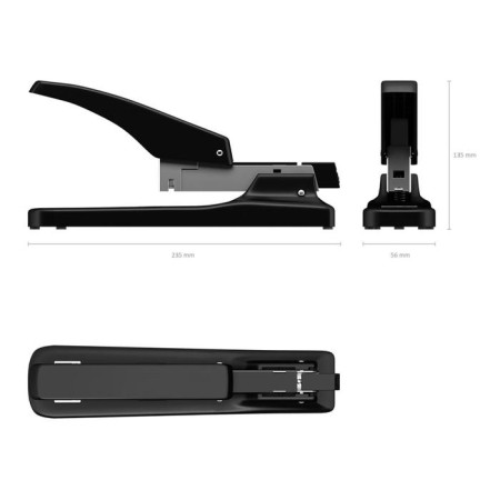 The stapler is powerful, up to 70 sheets, erichkrause, staples No. 24/6, 23/6, 23/8, 23/10, accommodates up to 100 brackets, black-1