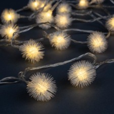 Garland “thread” 5 m with nozzles “white hedgehogs”, ip20, transparent thread, 30 LED, glow warm white, 8 modes, 220 V