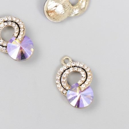 Decor for creativity metal, rhinestones "Double ring with a pebble" 2x1.5 cm