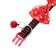 Textile collar with bow and tambourine, 30 x 1 cm, red