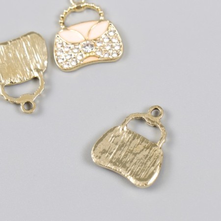 Decor for creativity metal, enamel, rhinestones "handbag" gold 1.8x2 cm-1