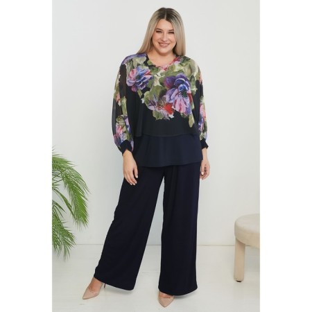 Female blouse, size 72, dark blue color-1