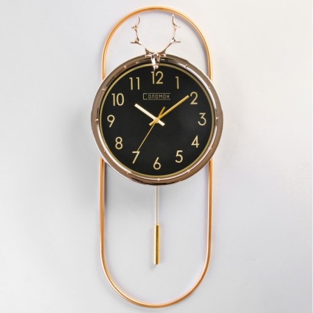 Wall clock, series: interior, "deer", with a pendulum, smooth move, 69 x 30 cm, d-26 cm