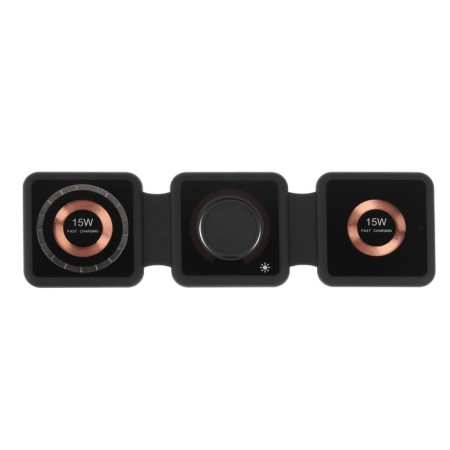 Wireless charging 3 in 1 h39, 15 W, backlight, support magsafe, folding, glass, black-8
