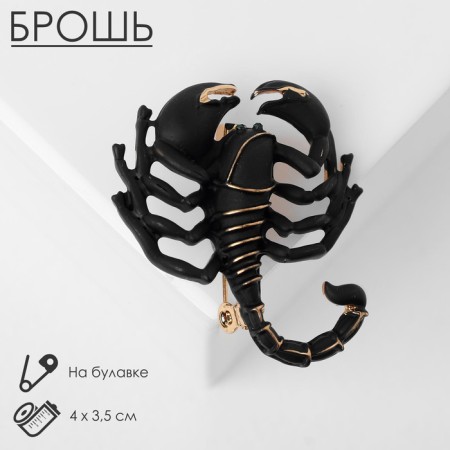 Brooch "Scorpio", black color in gold