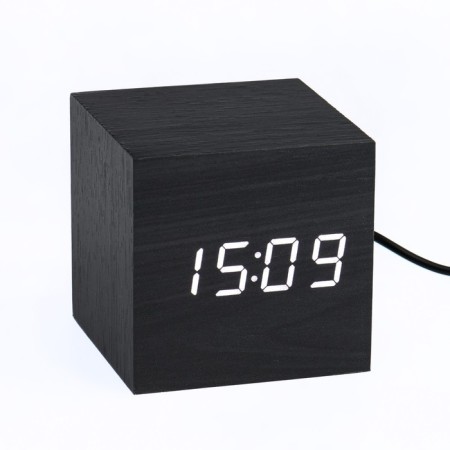 Clock - an alarm clock electronic "digit" with a thermometer, wooden, 6.5 cm, aaa, USB-1