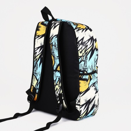 School backpack of textiles on a zipper, 3 pockets, yellow/multi -colored color-3