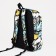 School backpack of textiles on a zipper, 3 pockets, yellow/multi -colored color