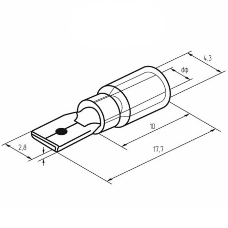 Terminal insulated RPI-P 1.5- (2.8)/RPIP 1.25-3-0.8 plug 2.8 mm 0.5-1.5 mm² red rexa-3