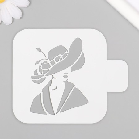 Stencil "lady in a hat" 9x9 cm-2