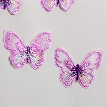 Decor for creativity Textile embroidery "Lilac butterfly" 4.7x5.5 cm
