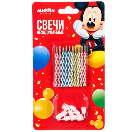 Set of candles untouched for a cake, 10 pcs, Mickey Mouse-2