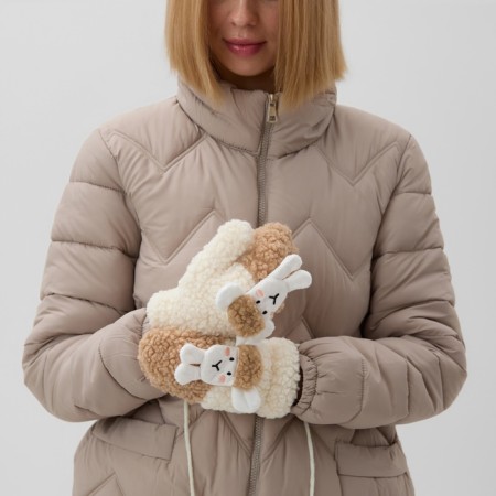 Mittens teenage minku lamb two -tone 24 cm color brown color-2