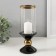 Ceramics candlestick, glass for 1 candle "parallels" d = 7.5 cm black with gold 9.5x9.5x24 cm