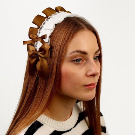 Lolita carnival bandage, brown color with white lace