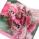 The complex is complex "Happy birthday!" Pink flowers, embossing, A5