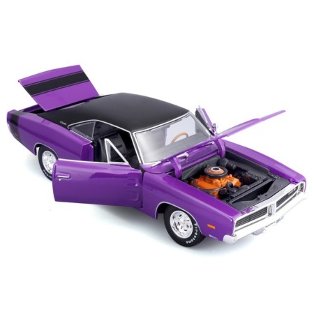 MASTO DIE-CAST 1969 Dodge Charger R/T, opening doors, 1:18, purple color-3