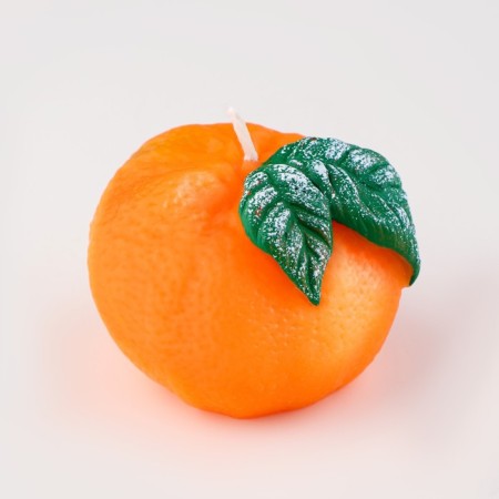 Decorative candle "Mandarin with a leaf", 6x6x5 cm-3