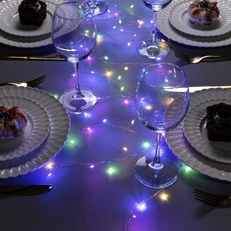 Girland "Mishura" 5 m Rosa, IP20, silver thread, 100 LED, glow of multi, USB