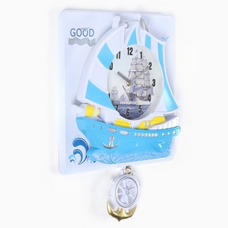 Baby wall clock "Ship", discrete move, pendulum, 42 x 30 cm-1