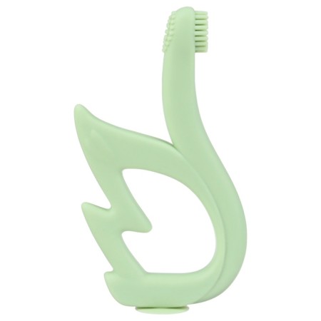 Silicone teether "swan", green color, crush me-1