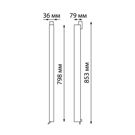 The lamp is a three -phase track LED Novotech. ITER, 40W, LED, 79x853x36 mm, black color-1