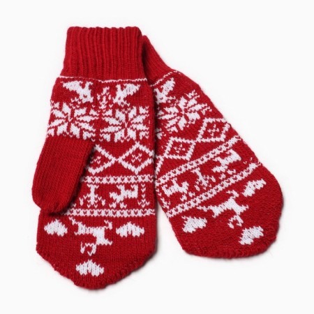 Female mittens, red color, size 18-1