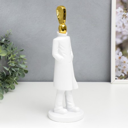 Polystone souvenir "Man - exclamation mark" White with gold 33x10x10 cm
