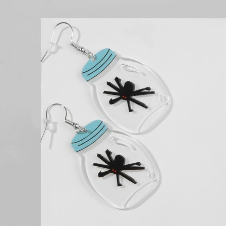 Acryl Earrings "Spiders" in banks, the color of black and blue in silver-3