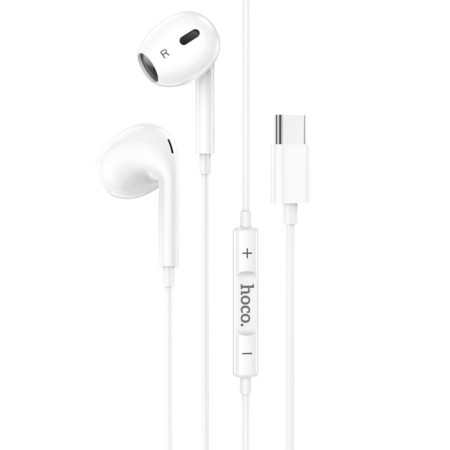 Hoco M101 headphones, wired, inserts, Type-C, 1.2 m, white